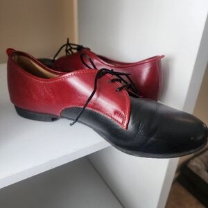 Bespoke Italian Leather Stylish Red and Black Women's Shoes 8.5